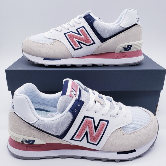 new balance 574 white beige pink
